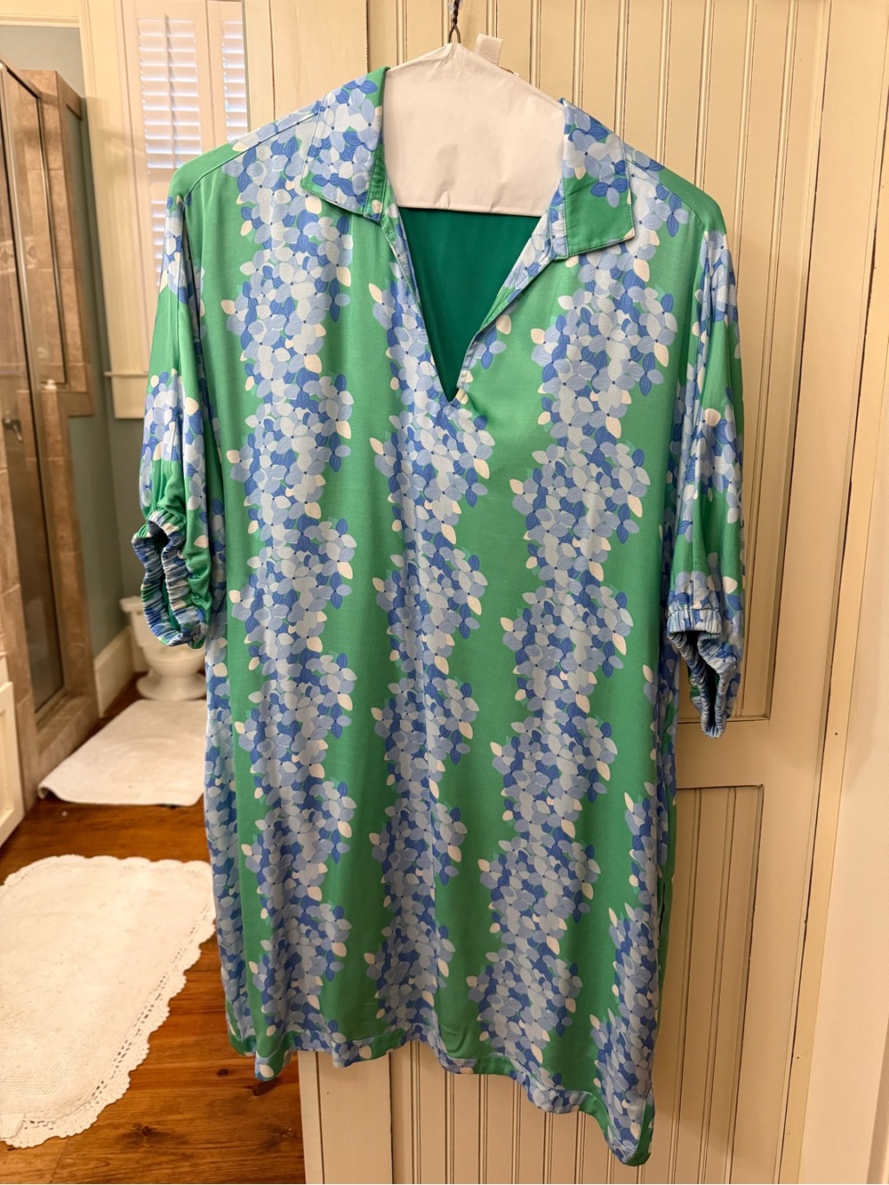 Green Floral V-Neck Mini Dress